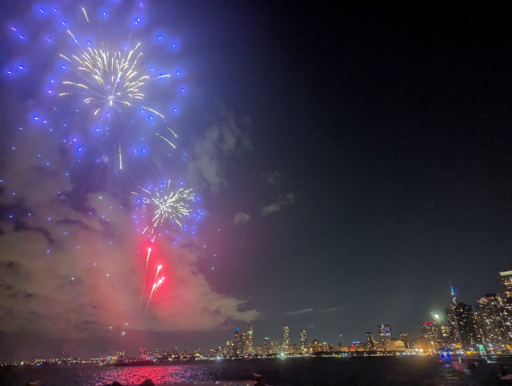 Beautiful Chicago skyline during a Saturday Evening Navy Pier fireworks display. 