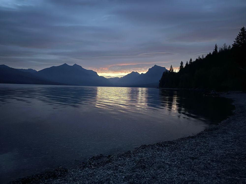 Lake McDonald at Glacier National Park during the early moments of sunrise. 