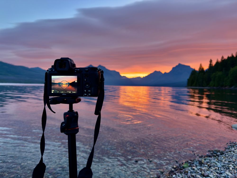 Lake McDonald at Glacier National Park during the peak color moments of sunrise. 