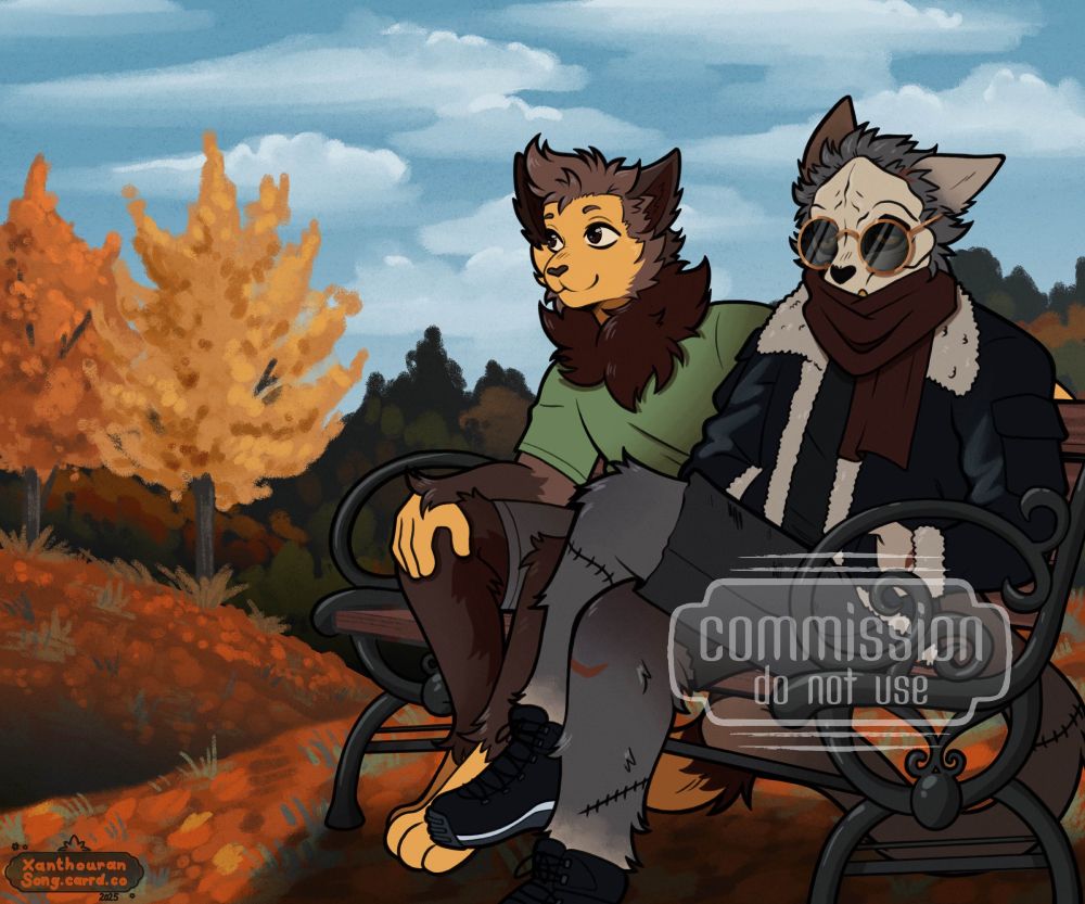 Finished version of the quoted sketch, featuring lavaloaf on the left and Spooky on the right. 