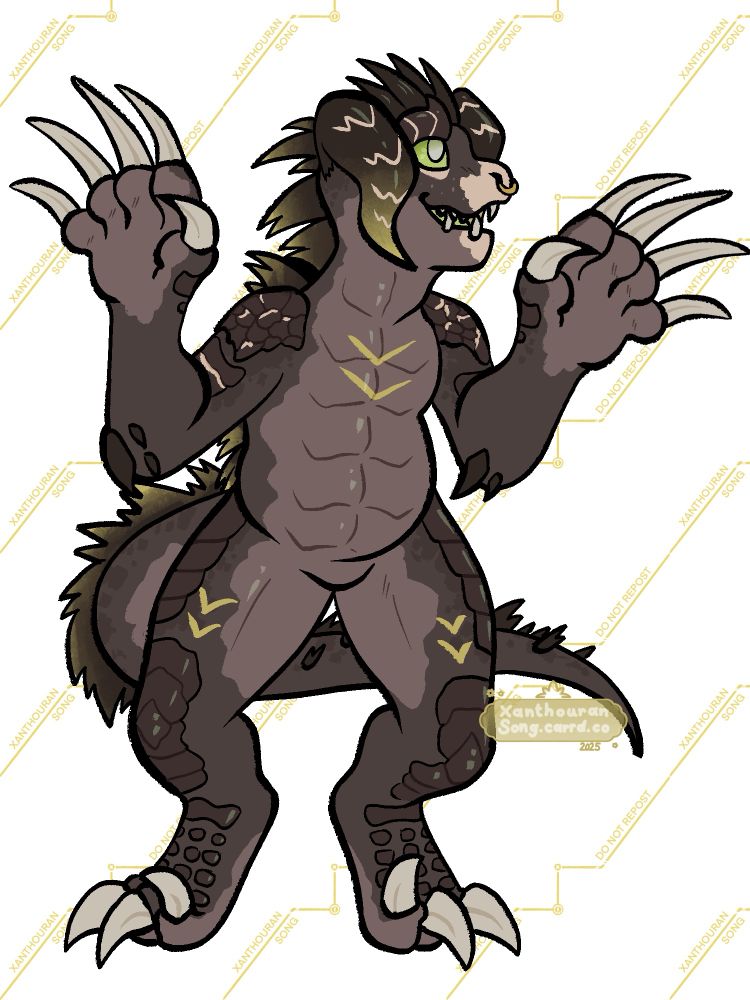 Chibi of my deacthclaw Demir with his  handsies up looking cute and happy