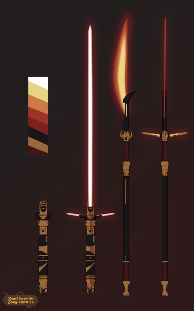 Reference sheet of a lightsaber and a lightsaber-pike