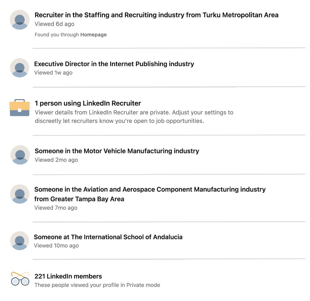 LinkedIn Wrapped - a list of persons who visited my profile without showing their name