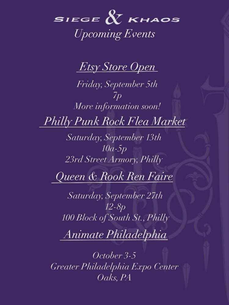 Image with upcoming events for Siege and Khaos. 