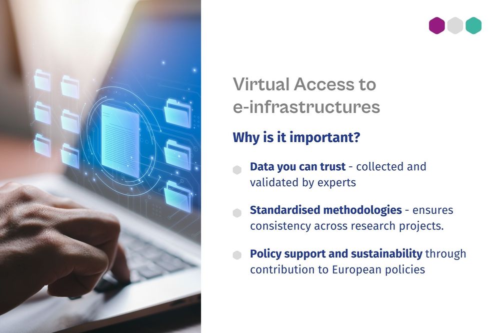 Virtual Access to E-Infrastructurs

Access Data you can trust collected and validated by experts
Ensure consistency across research projects through standardised methodologies
Ensure policy support and sustainability through contribution to European policies 