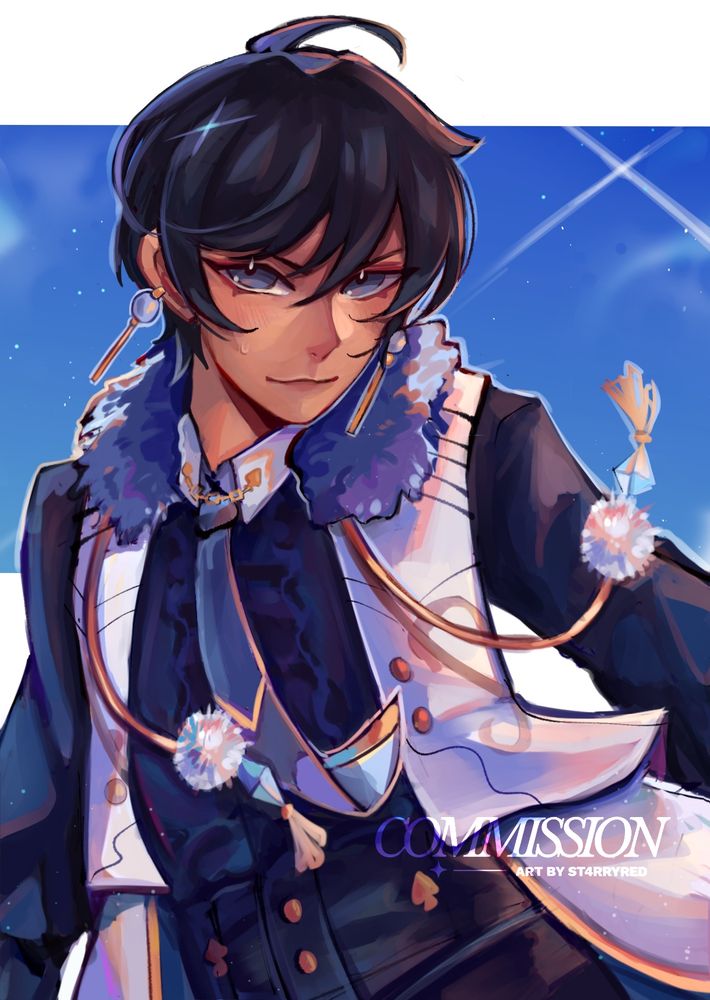 Art commission painting (waist up) of malpracticed OC, Arin