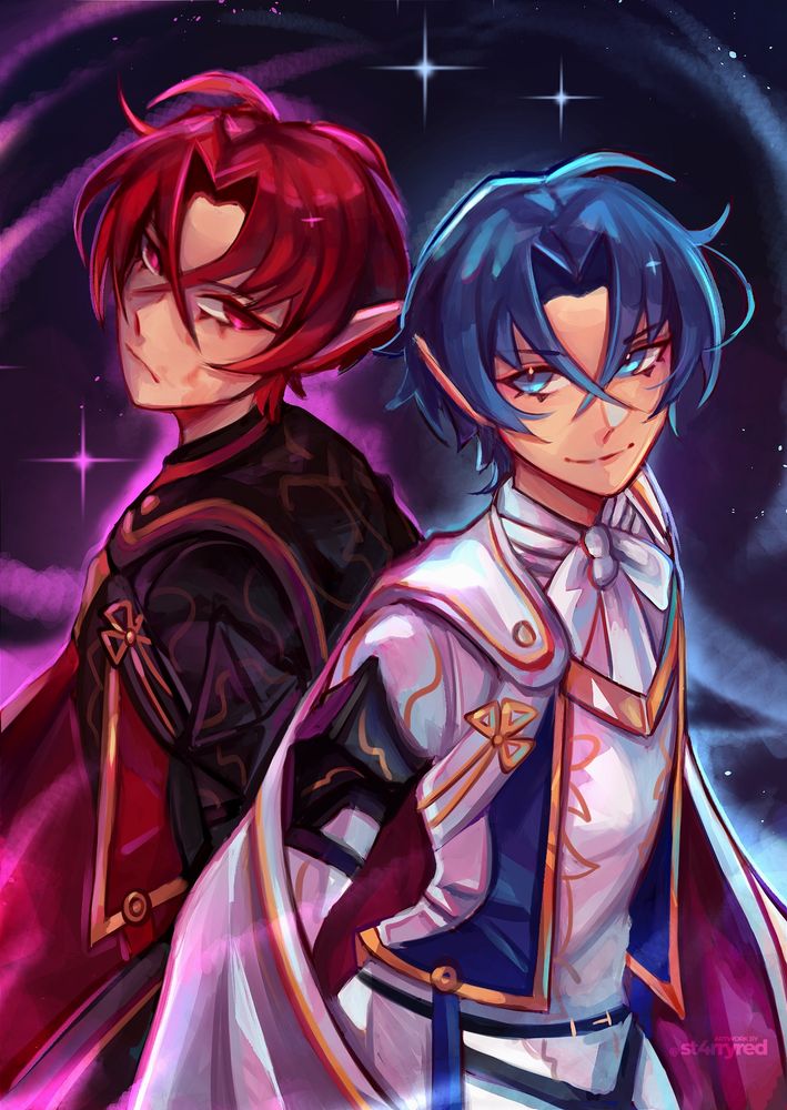 Example of my art: Fanart Painting of Fell and Divine Alear from Fire Emblem Engage