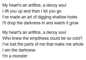 Lyrics for starsets monster
