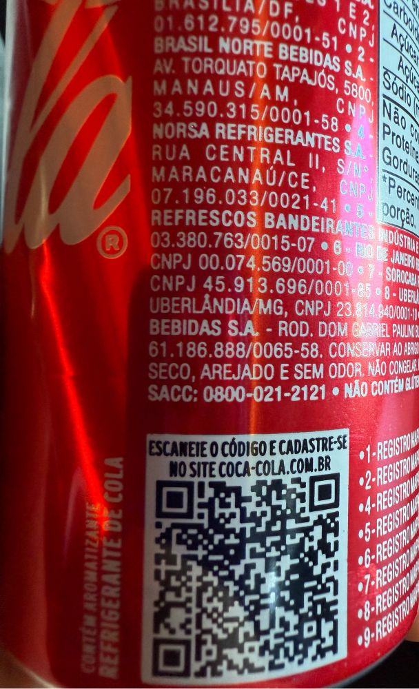 Text on the back of a brazilian coke can
