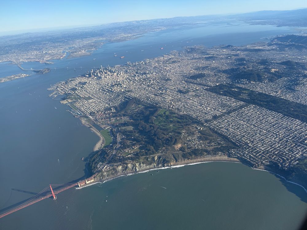 view of SF and golden gate bridge 