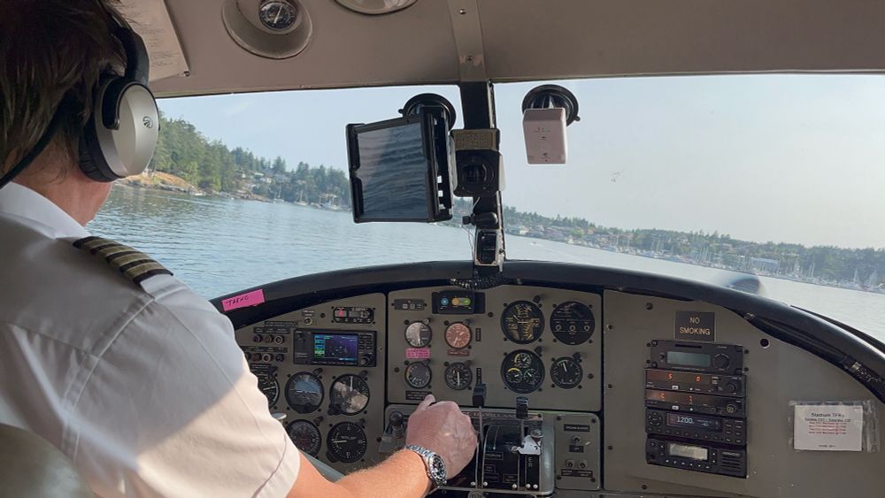 View into the cockpit of a Kenmore flight