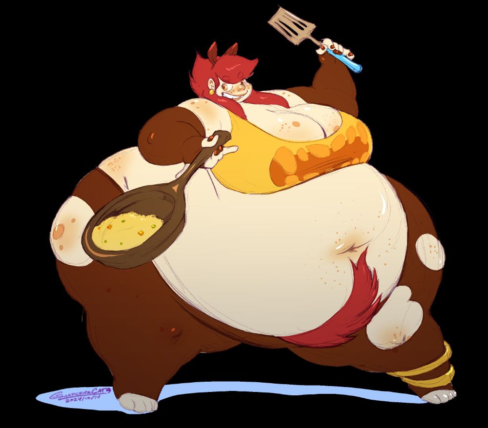 Honey's cooking up some fried rice for ya. 
#fatfur #wg #weightgain #plussize #+size 