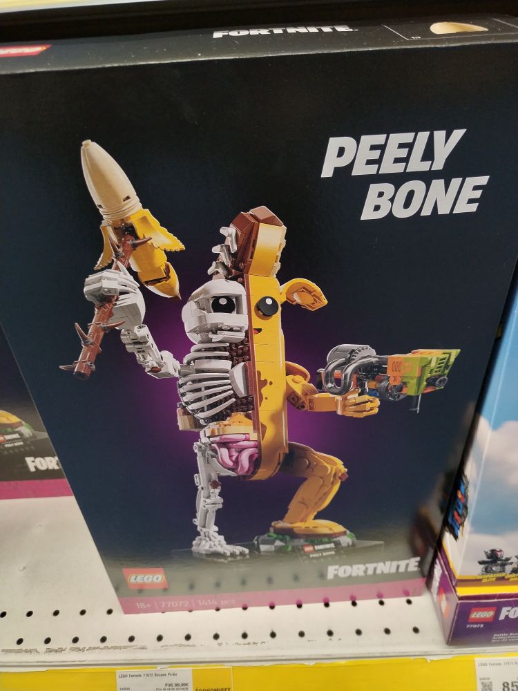 A huge Lego sculpture of Peely Bone