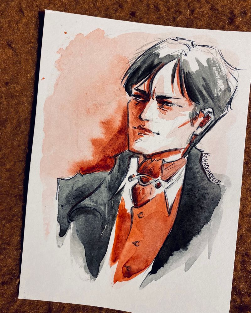 Watercolor portrait of Daniil Dankovsky 