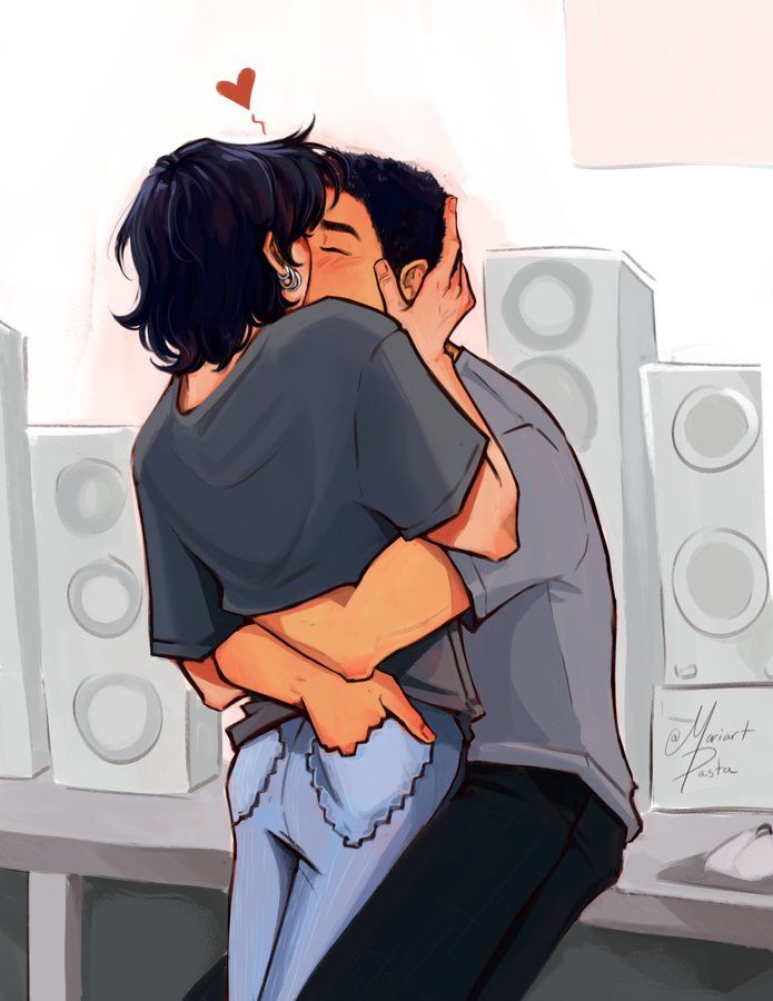 fanart of yoongi and namjoon making out in a studio with yoongi's heart pocket pants that reset the chemistry of my brain to the point it became unrecognizable and i think about it in a feverish haze