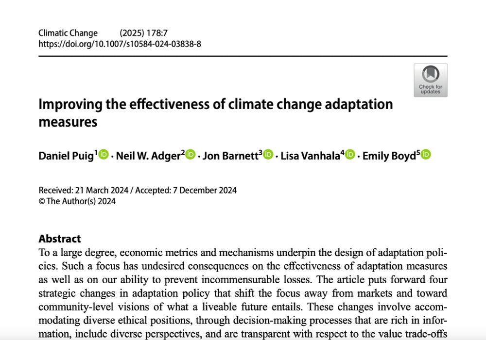 Journal article titled "Improving the effectiveness of climate change adaptation measures".