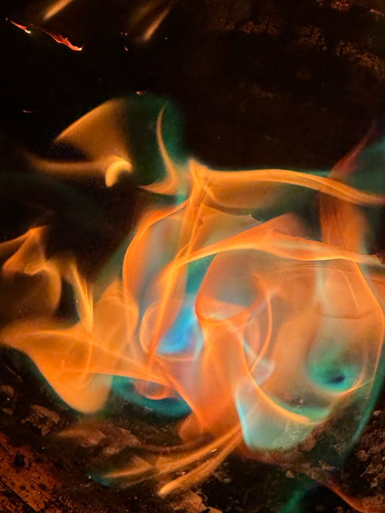 Blue and red fire.