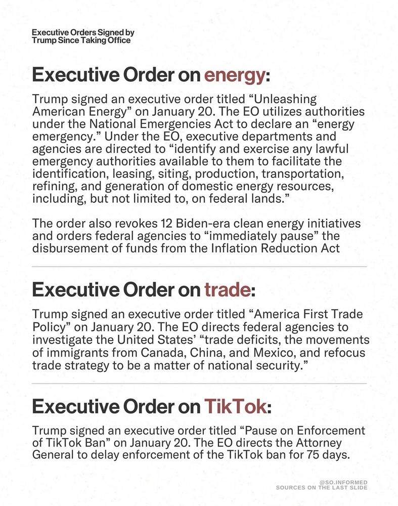 Synopsis of Trump executive orders: energy, trade, and Tik Tok. 