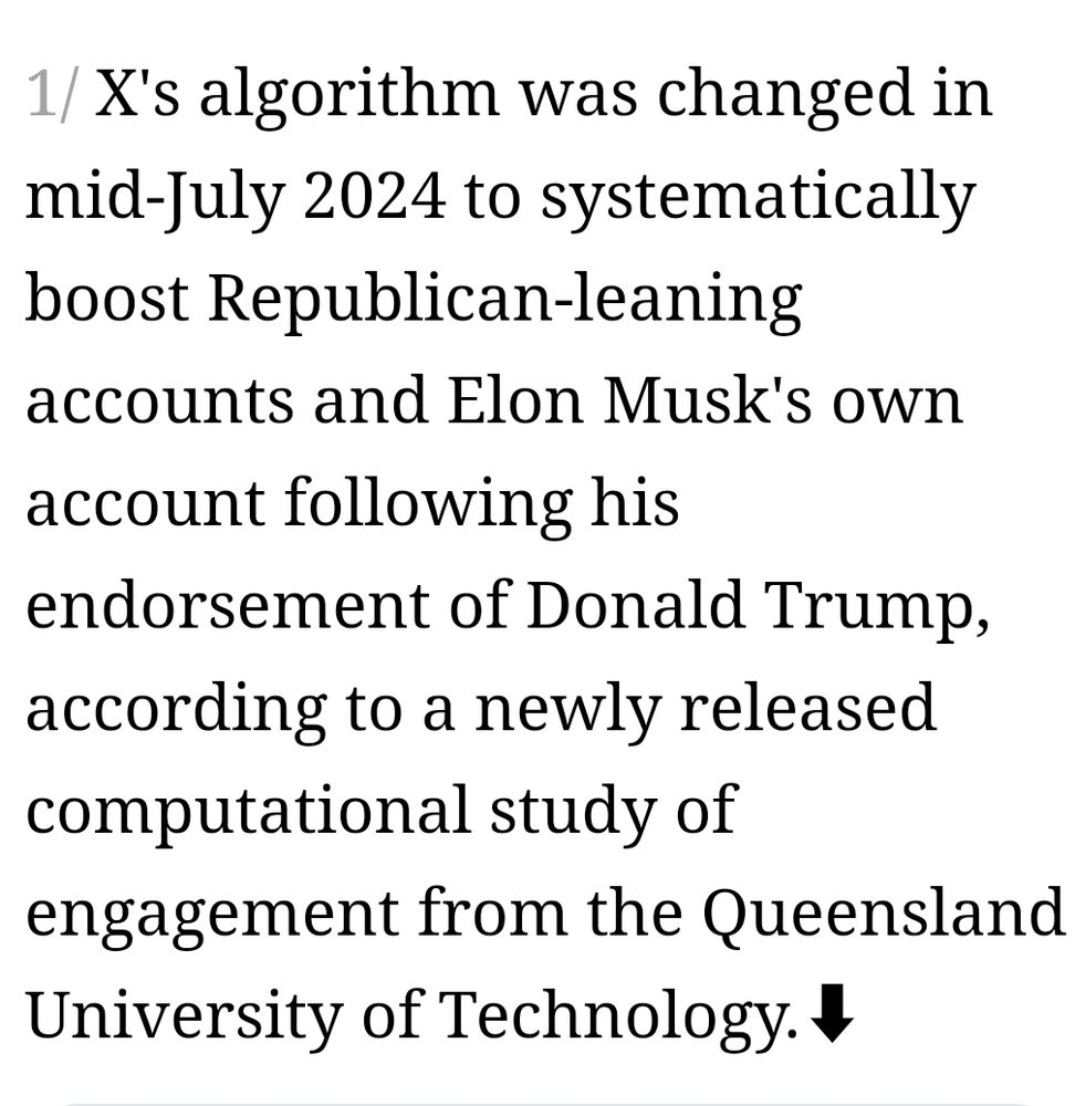 The analysis found "a structural break for Musk's metrics around July 13, 2024" following which his view counts increased by 138.27% and retweets increased by 237.94%, with a similarly large increase for favourites. This was far in excess of other accounts monitored.