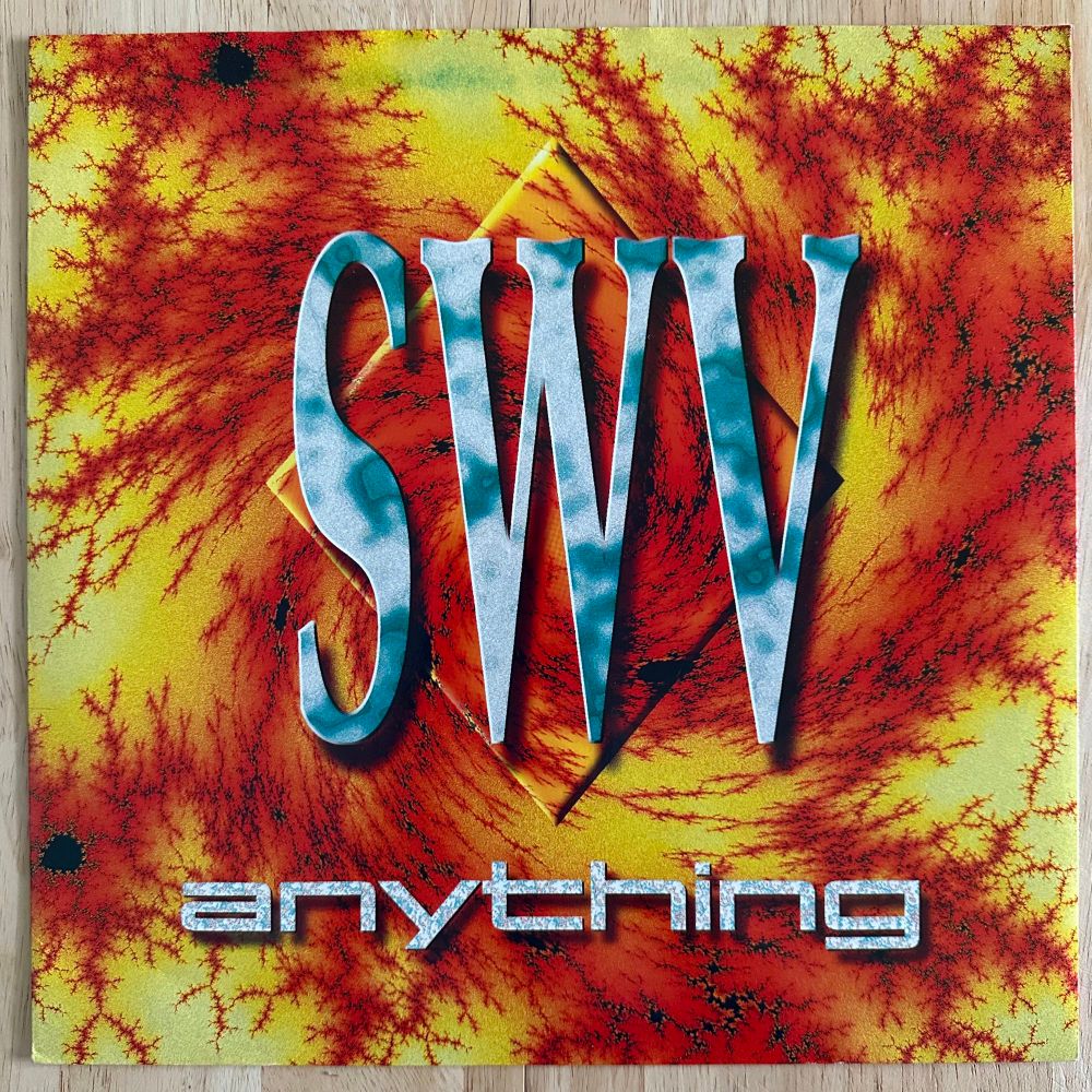 A photo of the front cover of the Anything 12” single by SWV