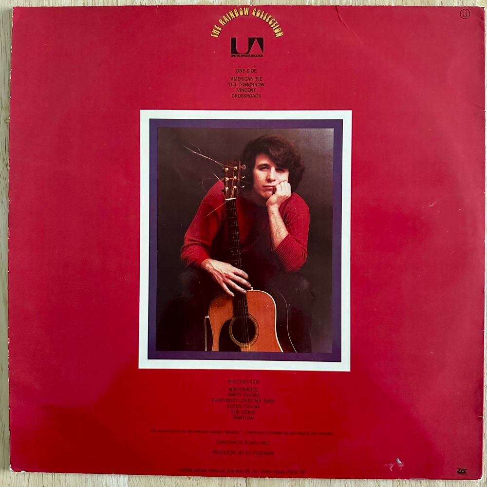 A photo of the back cover to the American Pie album by Don McLean from 1971