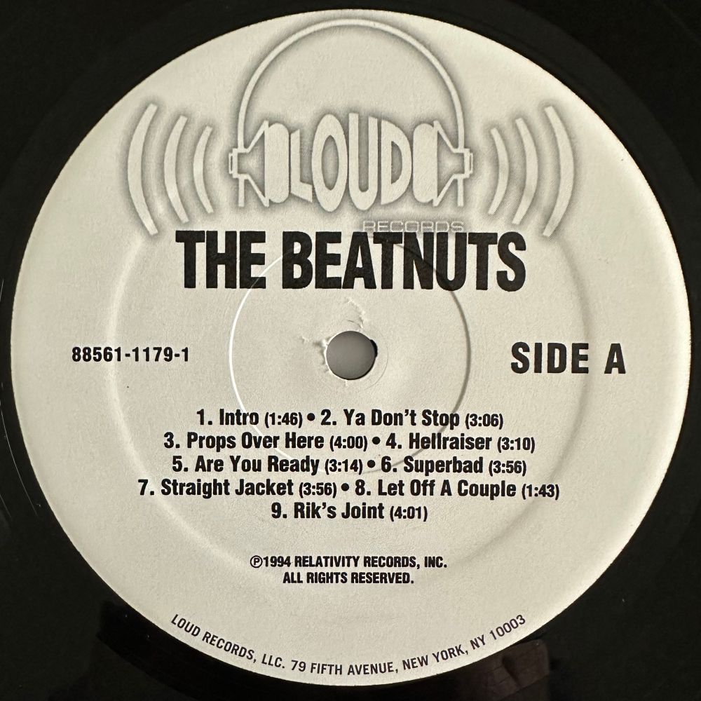 A photo of the a-side label of the ‘Street Level’ album by The Beatnuts from 1994