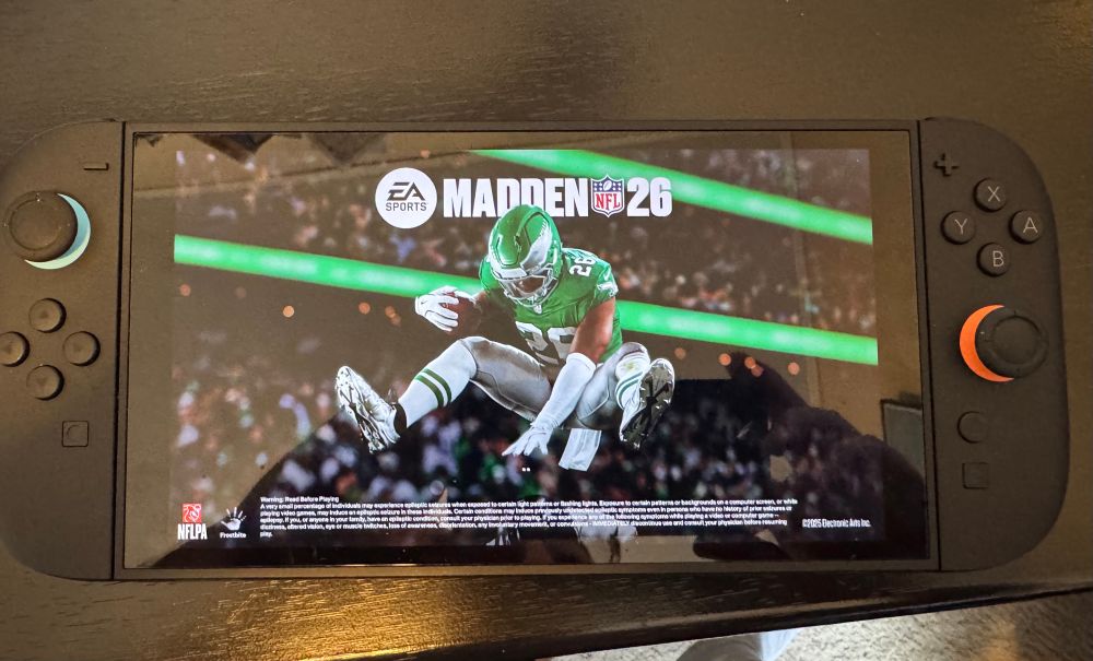 The Madden 26 loading screen on my Nintendo Switch 2 screen