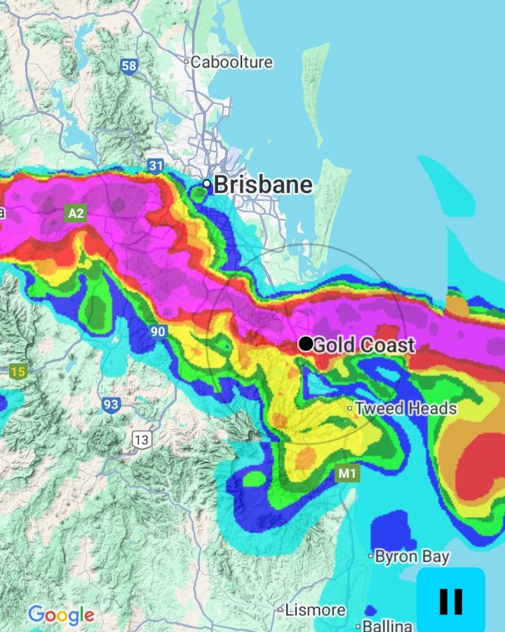 Screenshot of a rain radar.