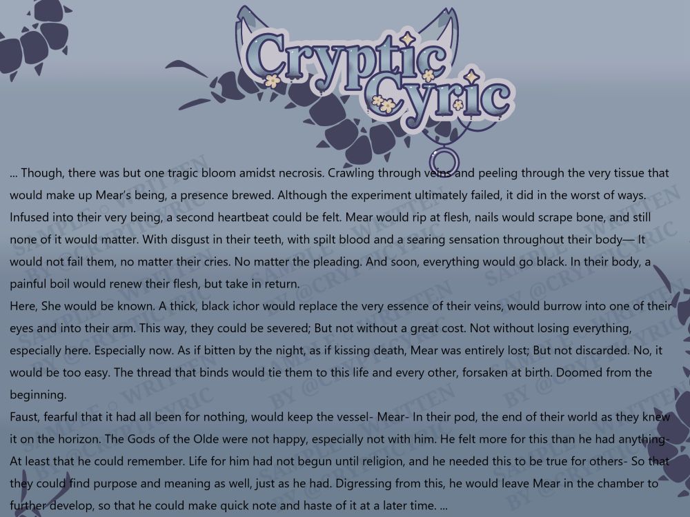 another write up of cyrics on a blue background with their logo and centipedes around the screen