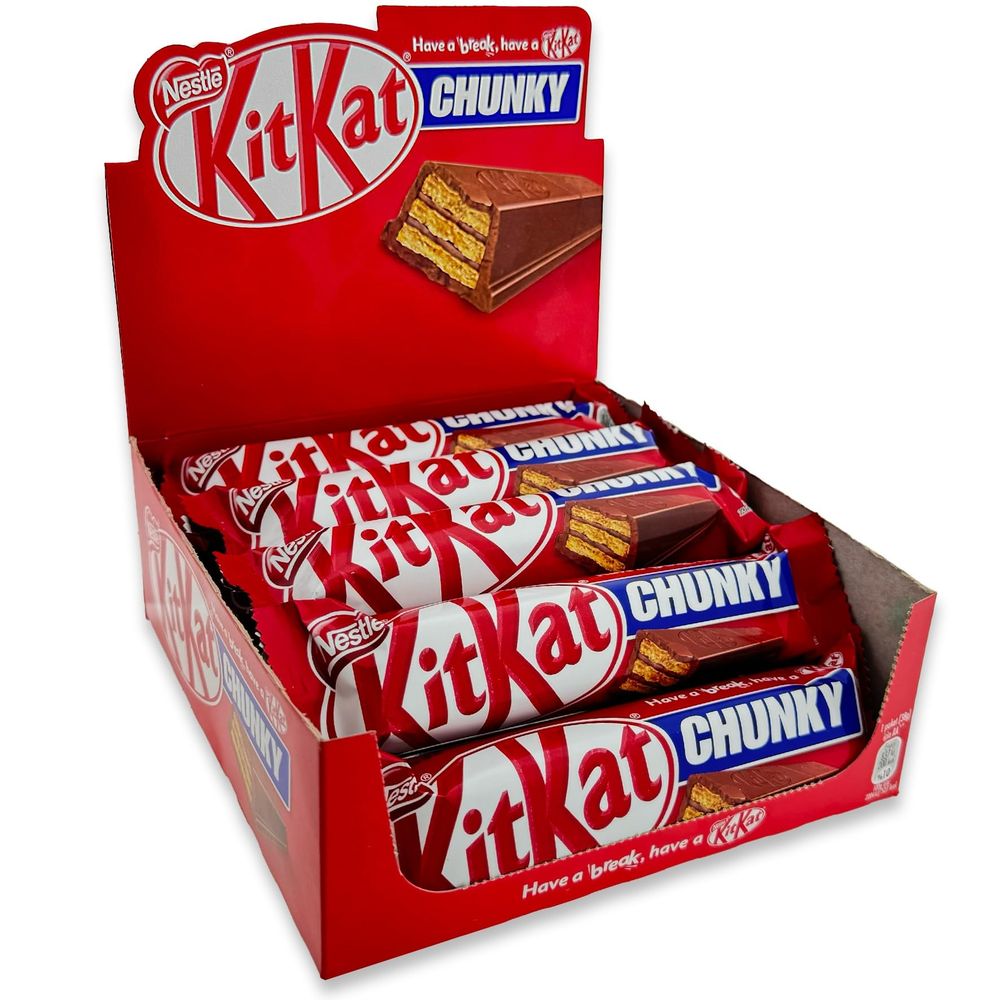 A box of chunky kit kat chocolate bars