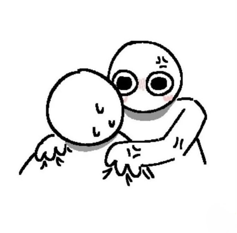 a doodle of a person gripping another person by the shoulders and staring into their eyes intensely 