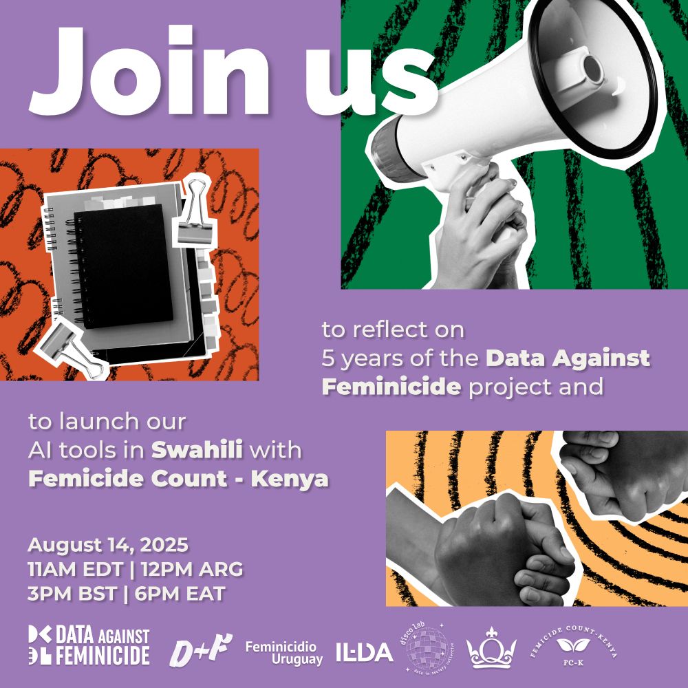 Join us to reflect on 5 years of the Data Against Feminicide project and to launch our AI tools in Swahili with Femicide Count - Kenya.