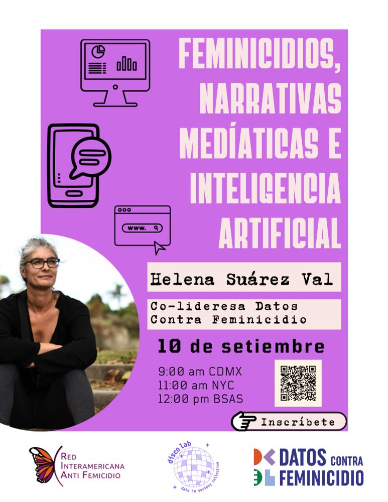 Feminicidios, narrativas mediáticas e inteligencia artificial. Evento virtual, 10 de setiembre 2025, 12 PM (hora Buenos Aires).