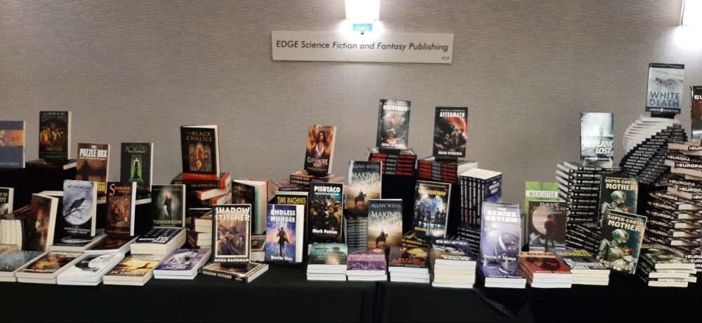 EDGE books on display at When Words Collide 2024.