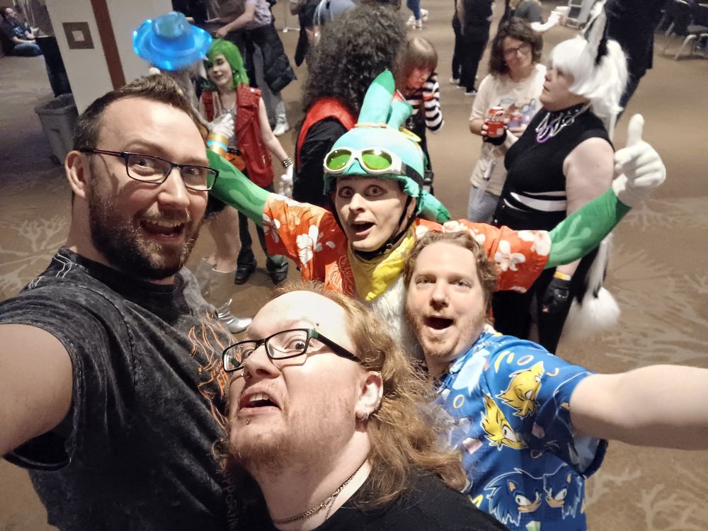 A selfie of myself (Left) Damian (Bellow) Nost in a jet the hawk costume (Above) and Flint (Right) 