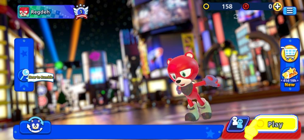 Main menu screen of Sonic Rumble. 