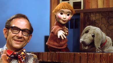 Ernie Coombs (Mr. Dressup) with Casey and Finnegan.