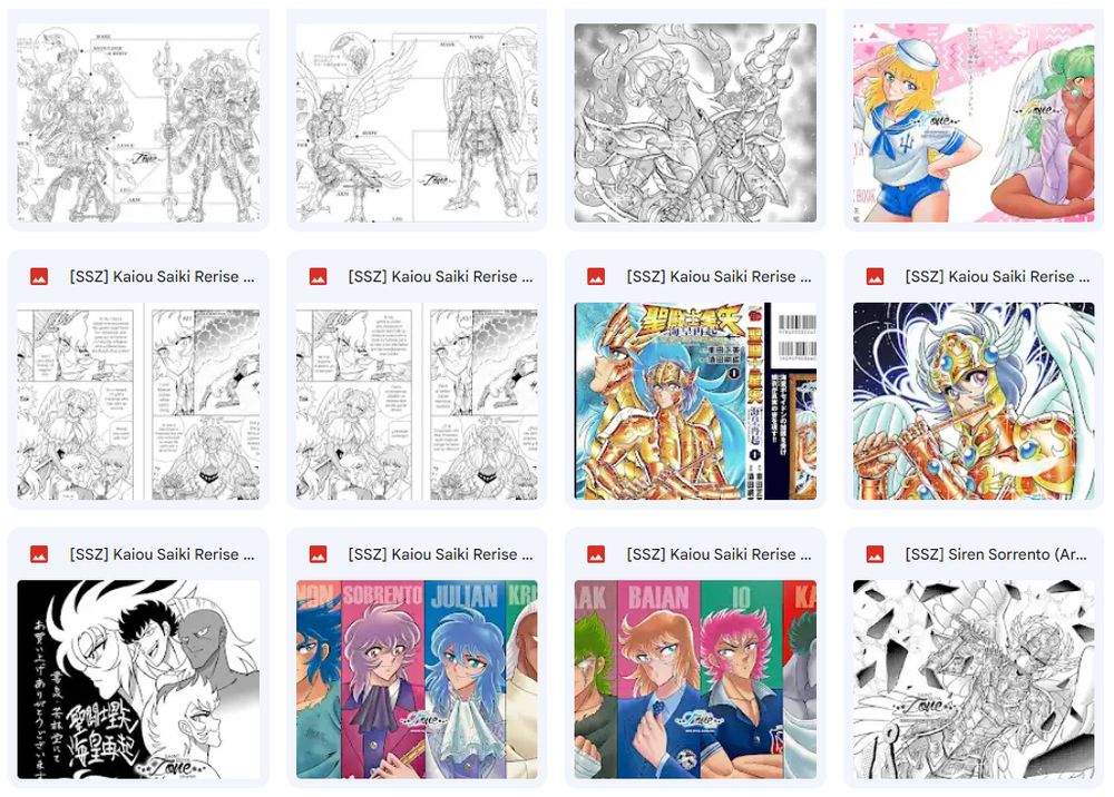 A screenshot with thumbnails of the available scans. This includes both color and black and white illustrations