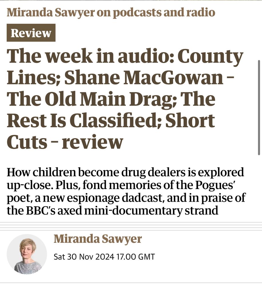A screenshot of the Observer radio review. The caption reads "in praise of the BBC's axed mini-documentary strand"