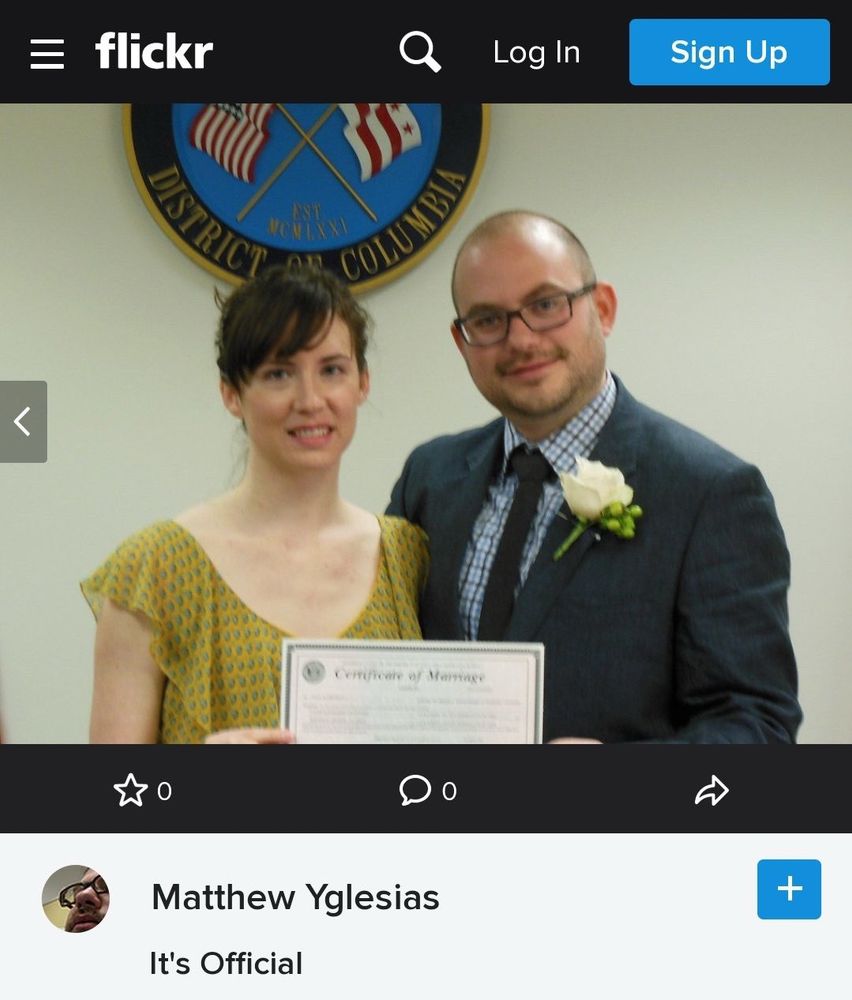 A photo of Matthew Yglesias and a woman who will never get her pussy ate 