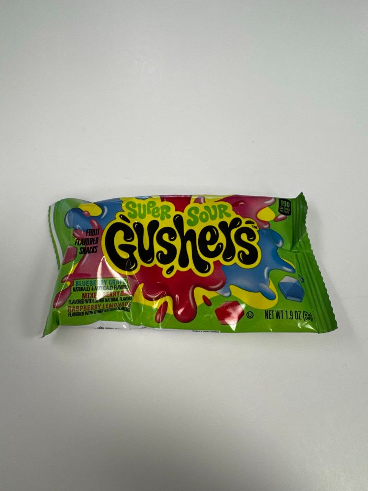 A pack of Super Sour Gushers
