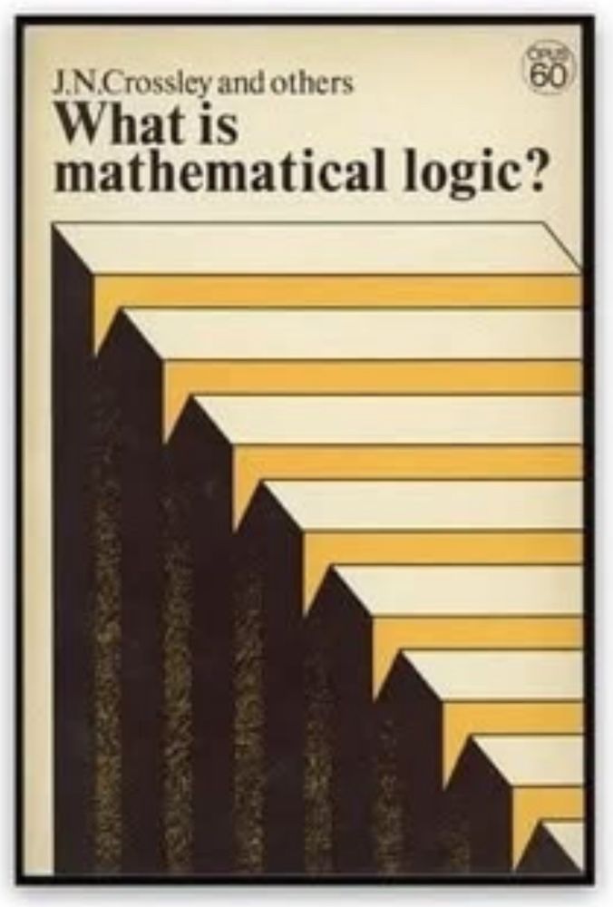 a screenshot of a book cover titled “What is mathematical logic” showing the several rectangular prisms lined up with a gap such that the shadows create an optical illusion.