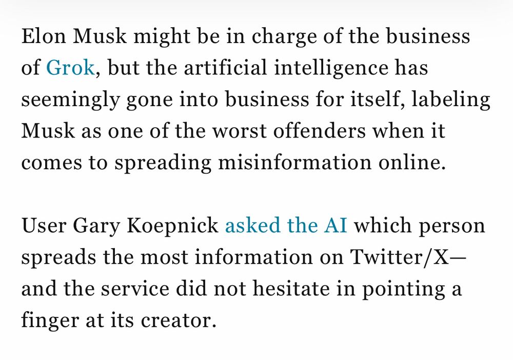 Grok was asked who spreads the most misinformation on X and it did not hesitate to name its own creator 