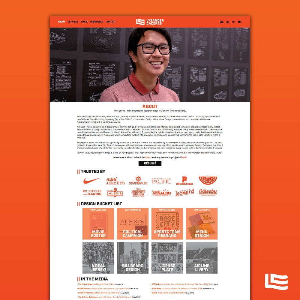 The "About" page on my new portfolio website