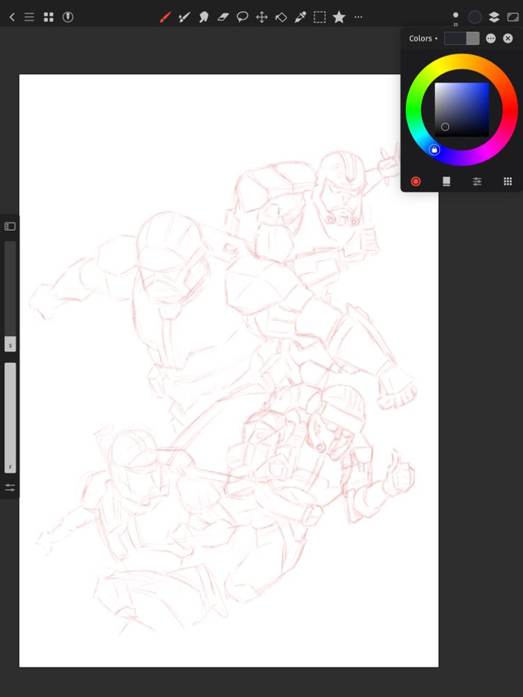 screenshot of a digital painting: sketch of the bad batch from star wars