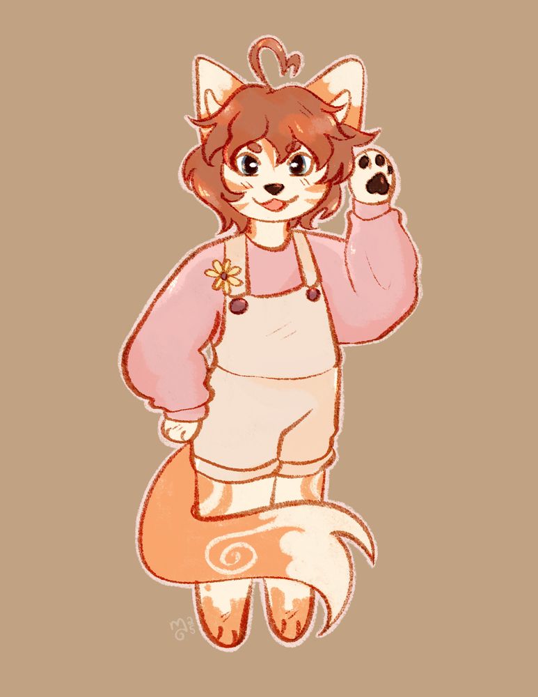 Digital drawing in a crayon style of a orange cat 