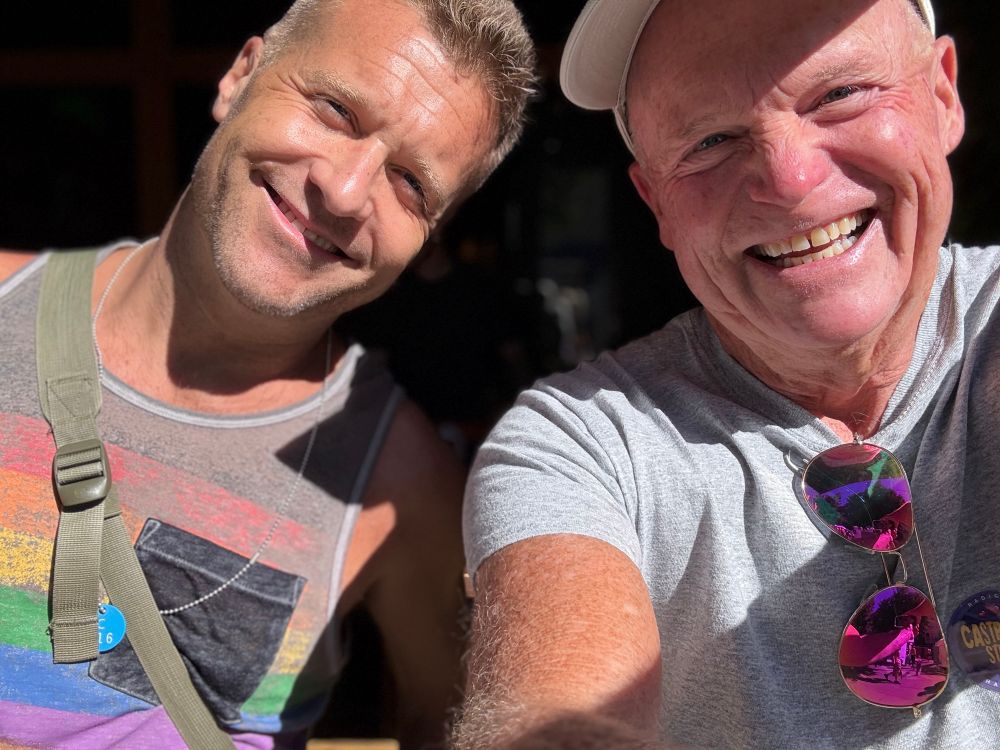 A couple slutty guys wandering through the desert, er..,, dessert maybe. 