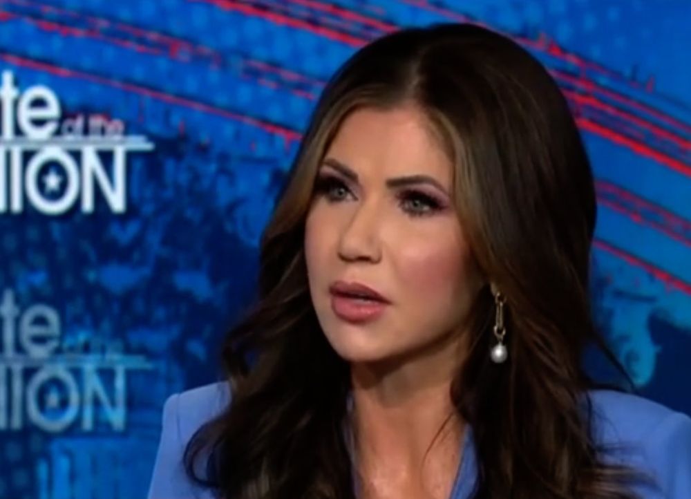 This is Kristi Noem last week on CNN, or ALLEGEDLY Kristi Noem, who now looks like Christina Applegate, which again I acknowledge is not particularly helpful if you are vision disabled, but just trust me that Maggie Gyllenhaal and Christina Applegate are wildly different looking people. They are, in fact two different people! And it's now my conspiracy theory belief that Christina Applegate Noem is not the same as Maggie Gyllenhaal Noem.
