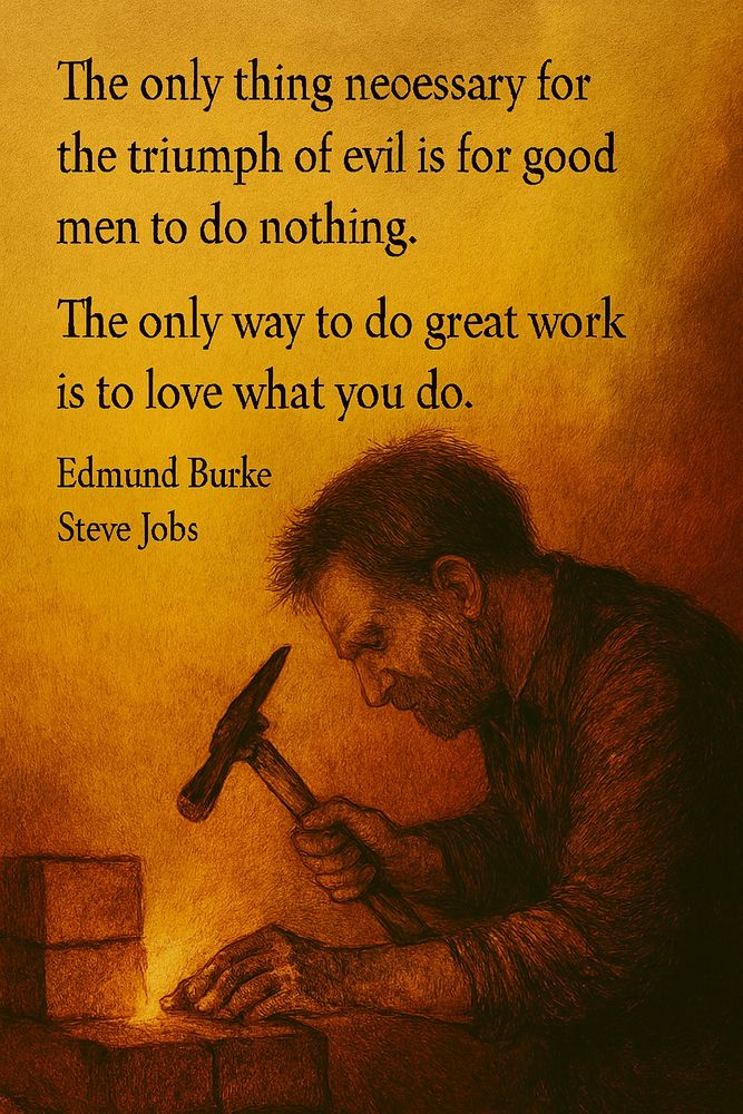 برائی کی فتح کے لیے صرف ایک چیز ضروری ہے کہ اچھے آدمی کچھ نہ کریں۔
The only thing necessary for the triumph of evil is for good men to do nothing.