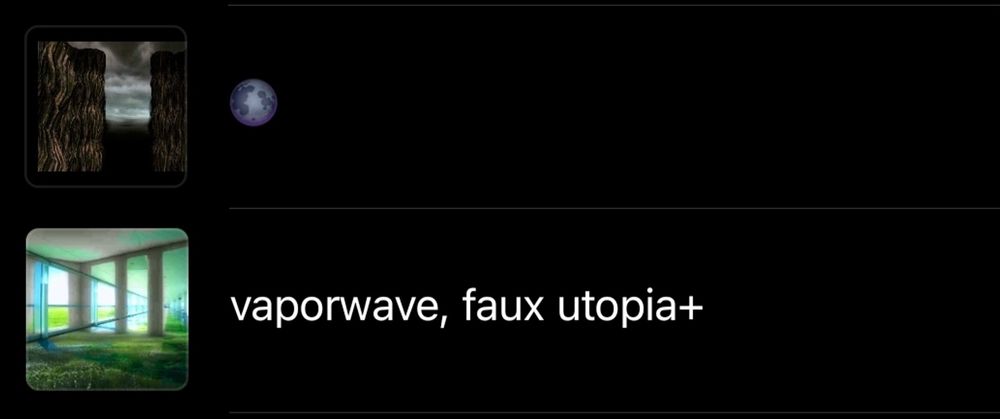 my playlists: a new moon emoji. vaporwave, faux utopia+